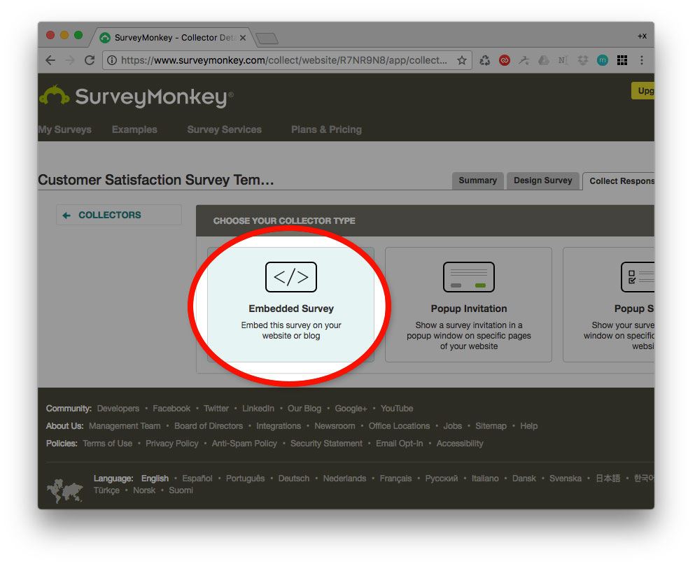 Embedded survey