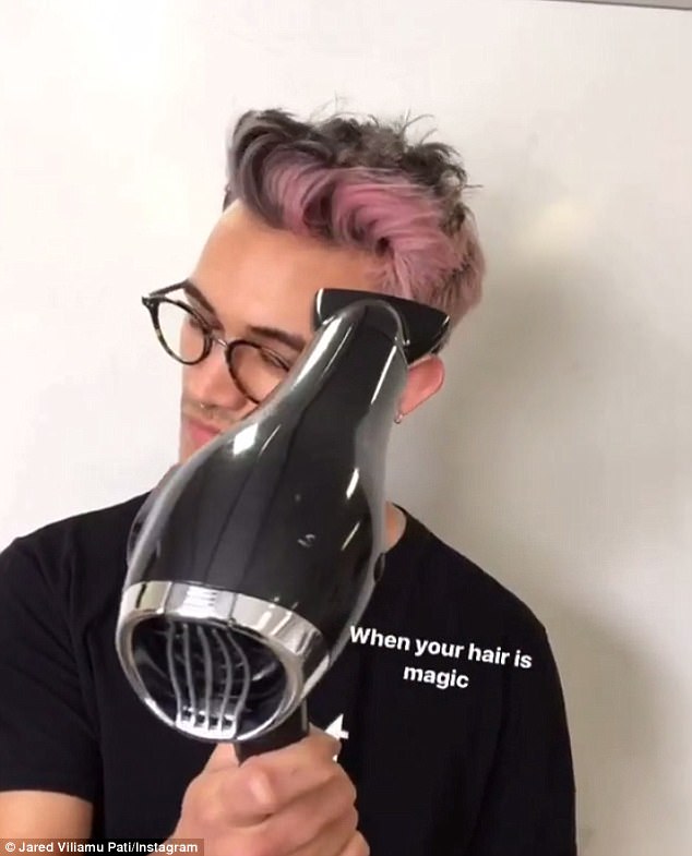 Is it magic? Jared Viliamu Pati has already racked up 50,000 views on Instagram on a clip in which he shows viewers how his hair goes from blond to pink with the help of a blow-dryer after he uses Pravana