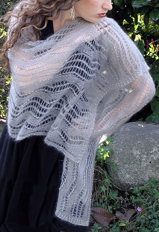 Free Knitting Pattern for Liquid Silver Shawl