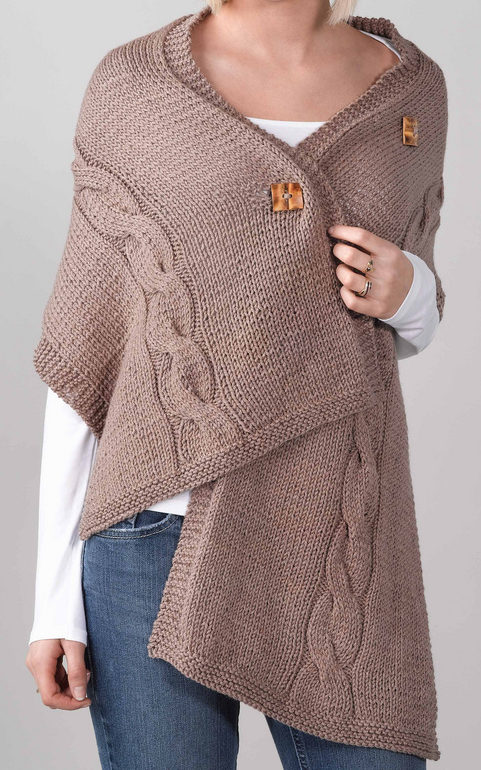 Free Knitting Pattern for Easy Cabled Button Wrap