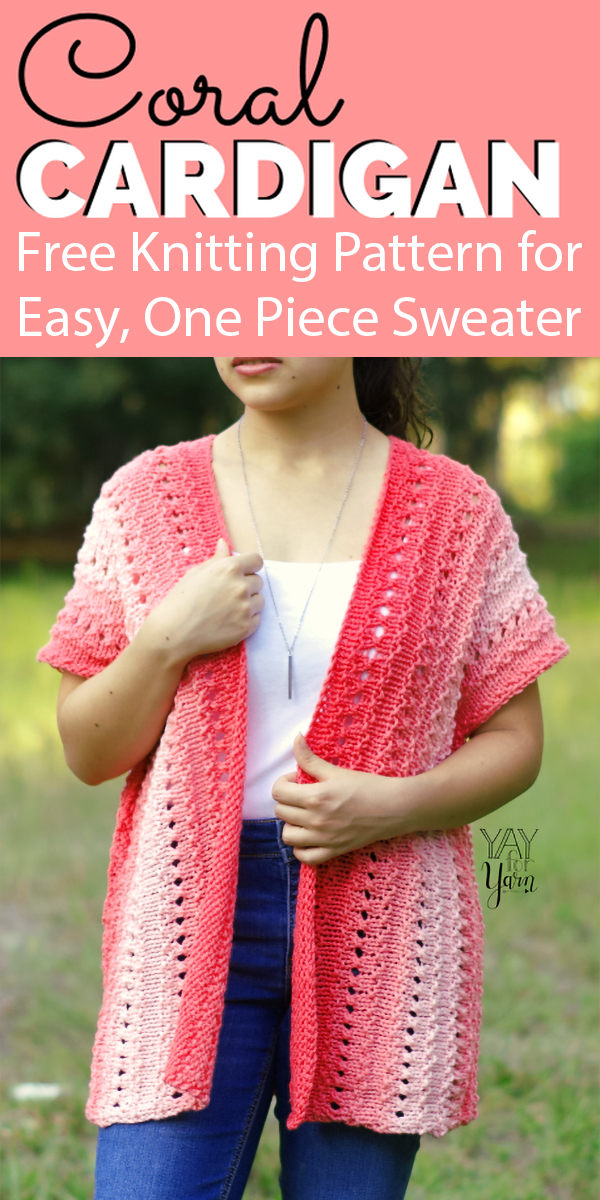 Free Knitting Pattern for Easy Coral Cardigan