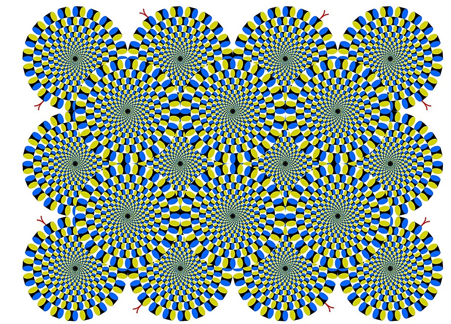 Самая известная оптическая иллюзия - «Вращающиеся змеи» 