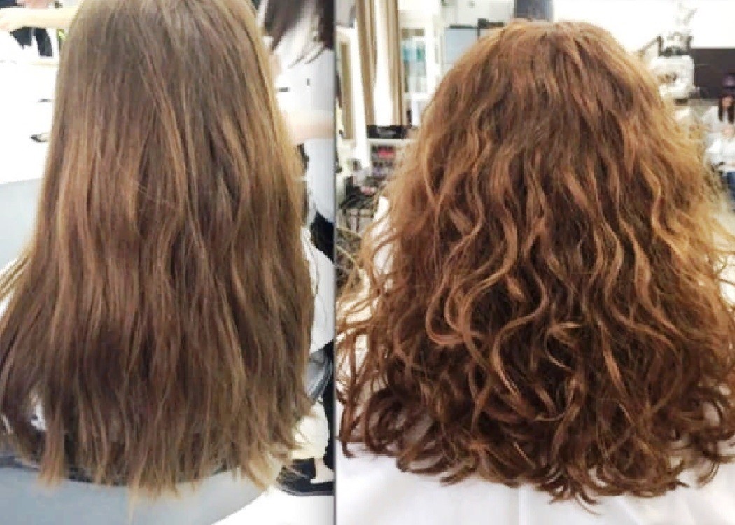 Биозавивка волос до и после