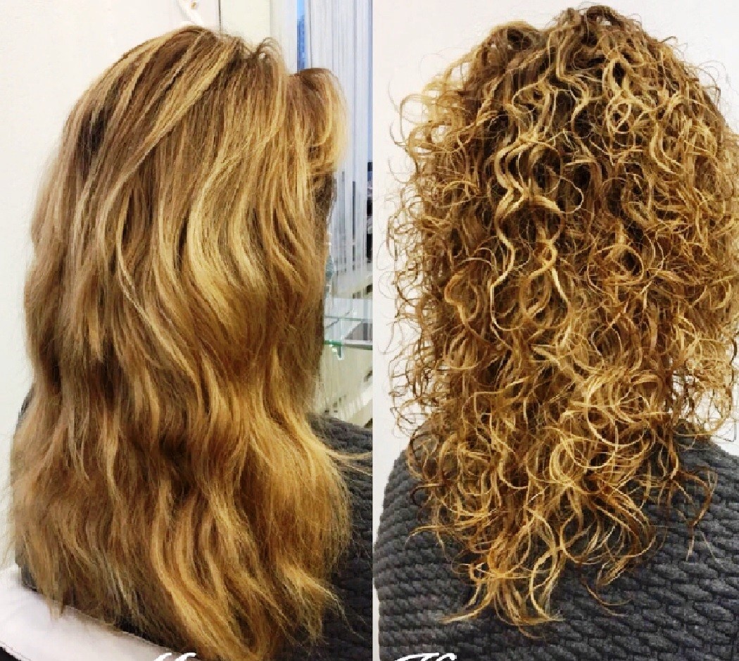 Биозавивка волос до и после