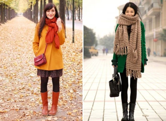 как модно носить шарф с пальто