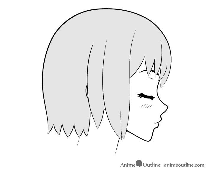 Anime kissing face side view drawing