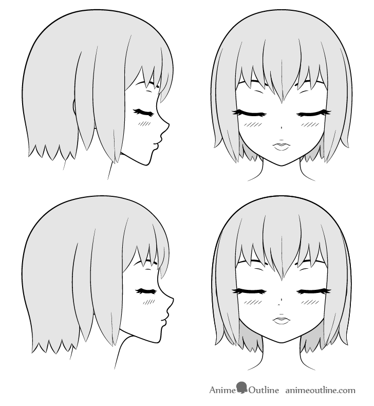 Anime kissing lips and face drawing