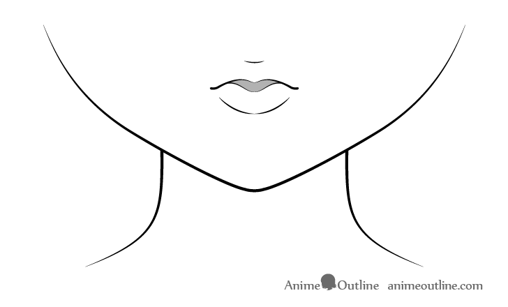 Anime kissing lips drawing