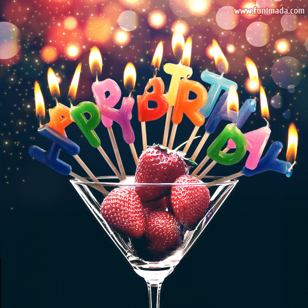 Download Our New Happy Birthday GIF for Her with Candles and Strawberry